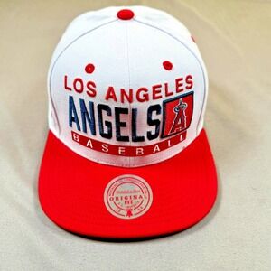 Mitchell & Ness Los Angeles Angels Baseball Cap Mens One Size Red White Snapback